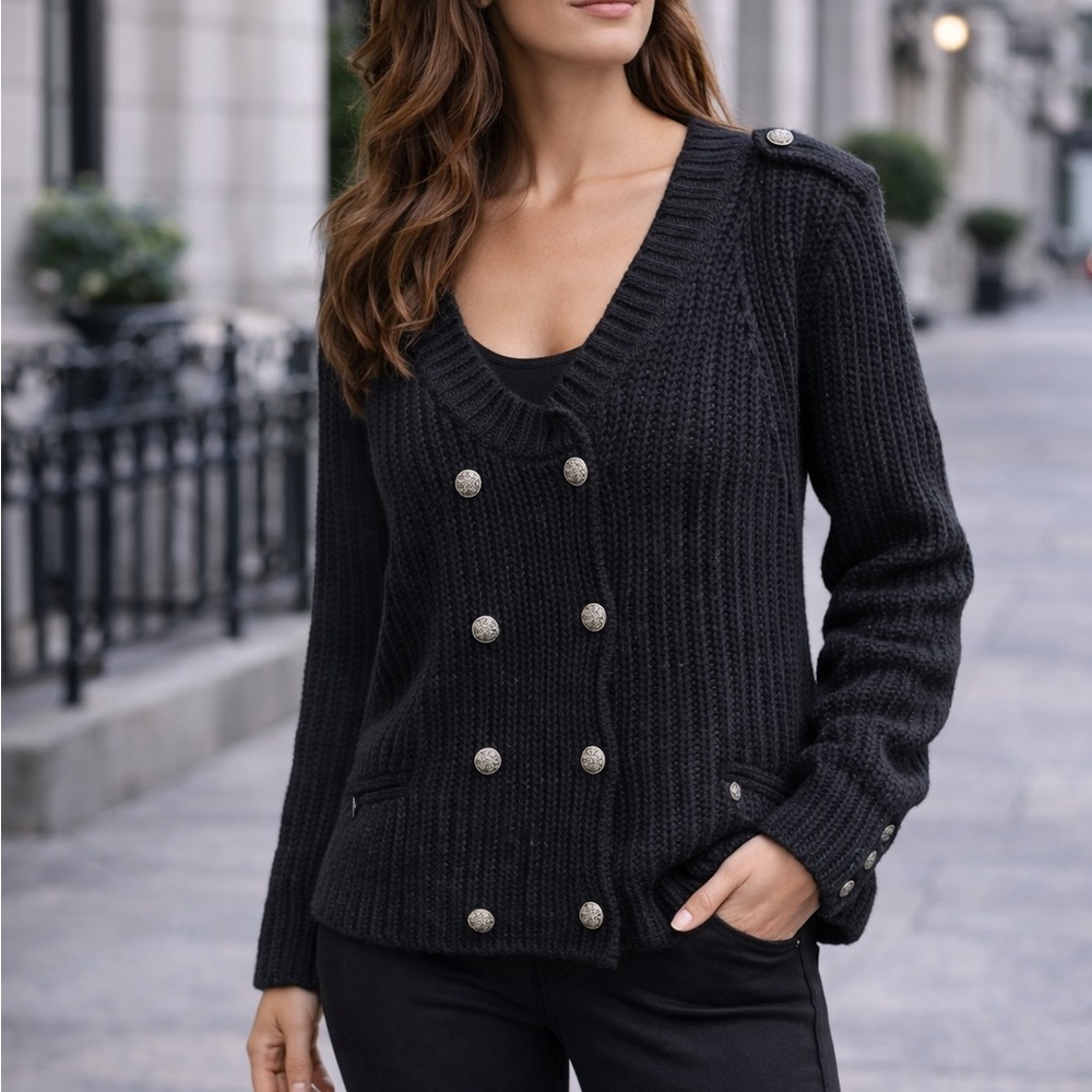 Comptoir Des Cotonniers Black Buttoned Cardigan